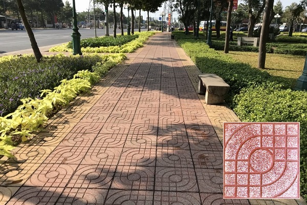 Gạch mắt nai là một trong những mẫu gạch Terrazzo lát vỉa hè được sử dụng rất phổ biến hiện nay gạch terrazzo lát vỉa hè 1